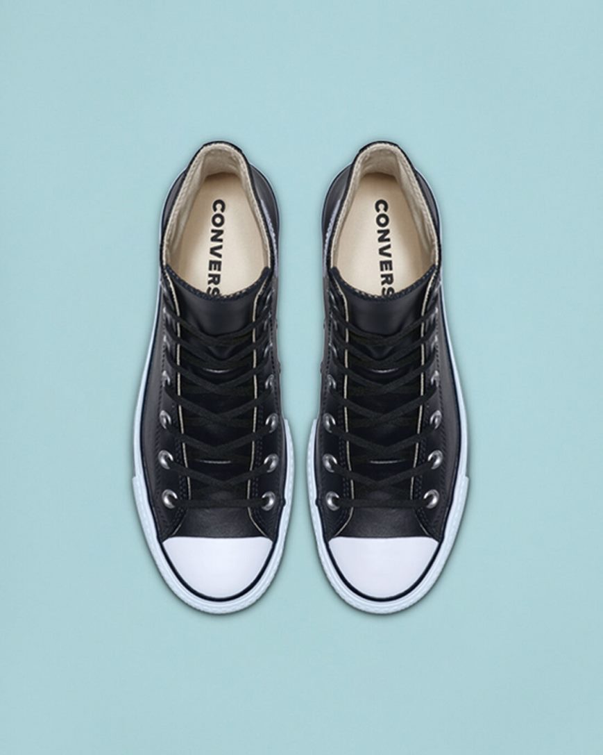 Zapatos Plataforma Converse Chuck Taylor All Star Lift Cuero Altas Mujer Negras Blancas | PE 5P408W